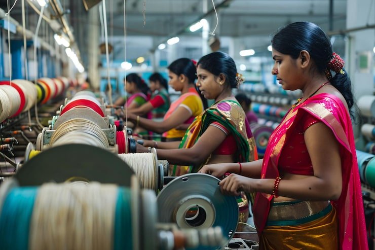 group indian woman working textile factory labor illustration 1227660 336